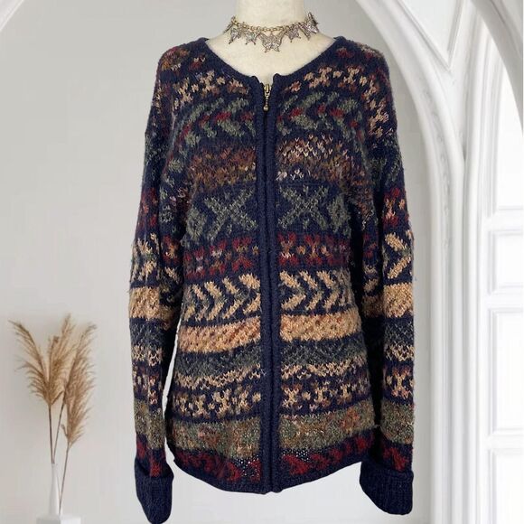 Dressbarn Vintage Mohair Wool Chunky Knit Fuzzy Cardigan Sweater 14 / 16 / XL - Picture 1 of 8